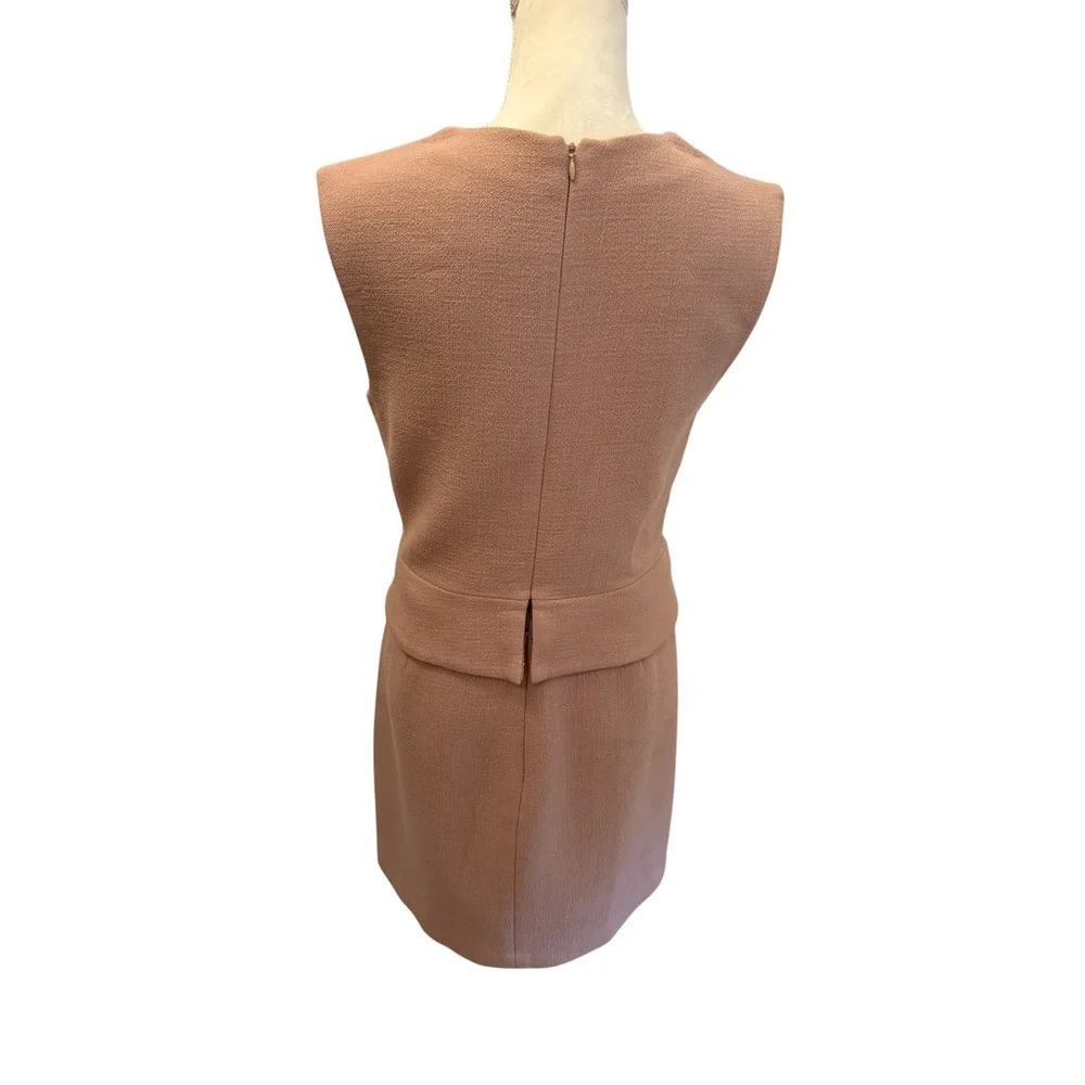 3.1 Phillip Lim Wool Blend Detachable Peplum Navy Dusty Rose Sheath Dress - 10